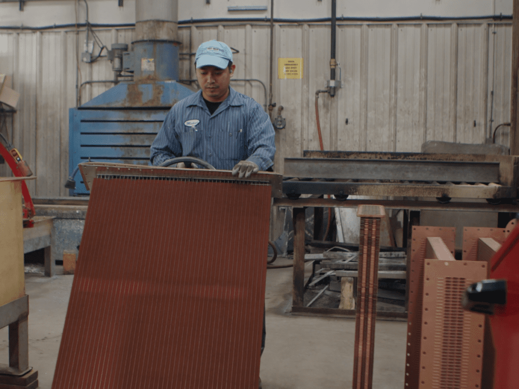 Moving copper heat exchanger