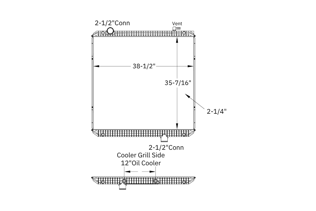 International Radiator 2008-2011 TranStar-ProStar Series (12″ Oil Cooler on Grill Side)