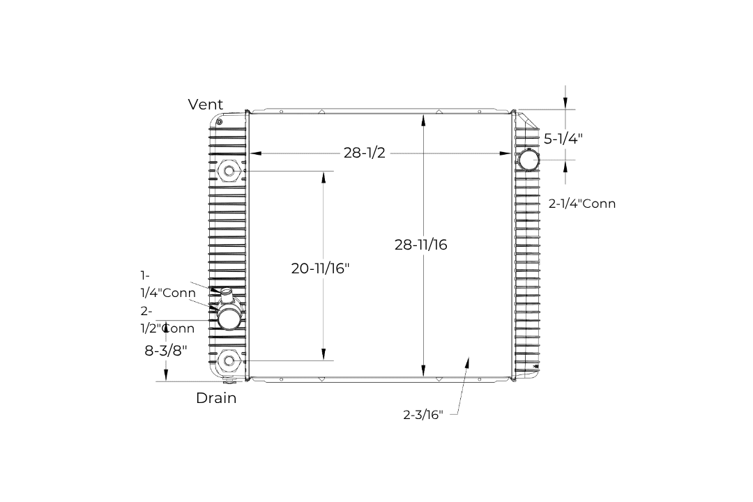 International Radiator – 2011 – 2014 DuraStar 4000 Series (20 – 11/16″ Oil Cooler on Engine Side)