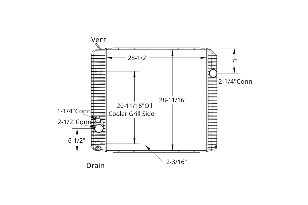 International Radiator – 2008 – 2015 DuraStar 4400 Series (20 – 11/16″ Oil Cooler on Grill Side)